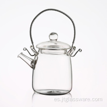 Tetera de flores de vidrio de borosilicato resistente al calor